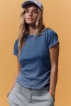 Pilcro Rolled-sleeve Raglan Tee In Blue