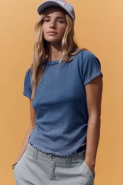 Pilcro Rolled-sleeve Raglan Tee In Blue