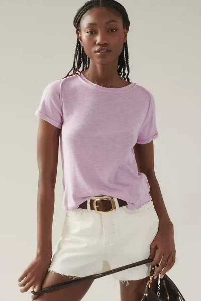 Pilcro Rolled-sleeve Raglan Tee In Purple