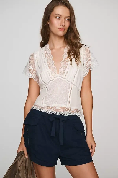Pilcro Ruched Flight Shorts In Blue