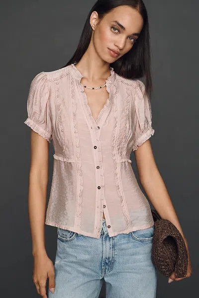 Pilcro Ruffle Blouse In Beige