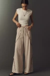 Pilcro Ruffle Easy Wide-leg Pull-on Pants In Neutral