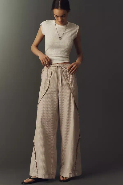 Pilcro Ruffle Easy Wide-leg Pull-on Pants In Neutral