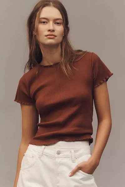 Pilcro Ruffle-trim Baby T-shirt In Brown