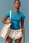 Pilcro Ruffle-trim Baby Tee In Blue