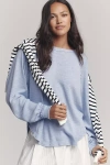 Pilcro Ruffled Raglan Thermal Top In Blue