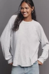 Pilcro Ruffled Raglan Thermal Top In Gray