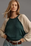 Pilcro Ruffled Raglan Thermal Top In Green