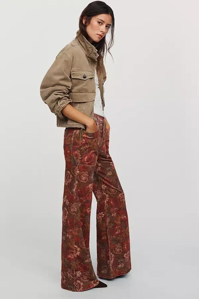 Pilcro Rylan Corduroy High Rise Flare Jeans In Red