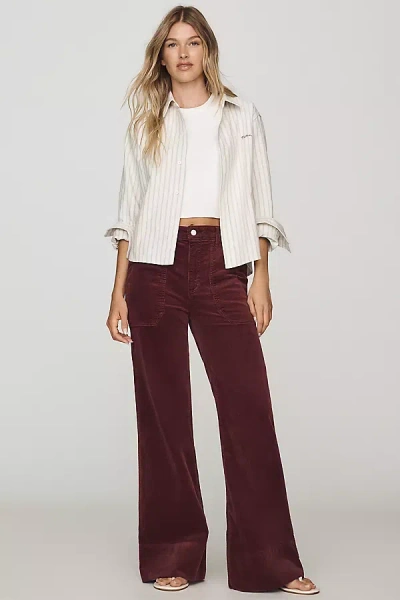 Pilcro Rylan Corduroy High-rise Flare Jeans In Burgundy