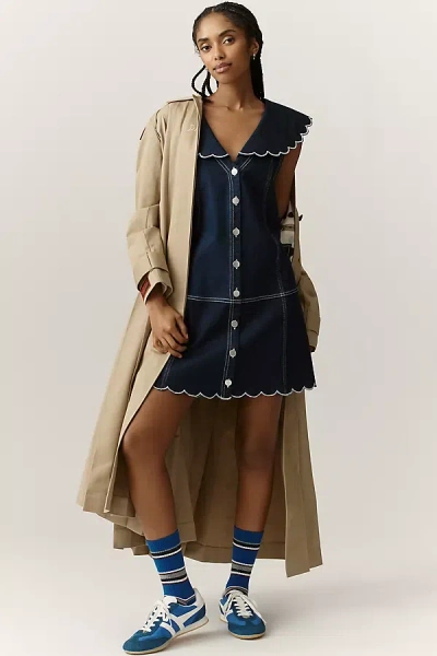 Pilcro Scalloped Denim Buttondown Dress In Blue