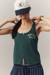 Pilcro Scoop-neck Button-front Tank Top In Green