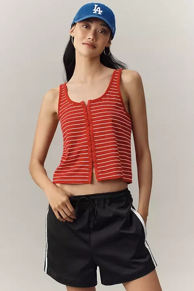 Pilcro Scoop-neck Button-front Tank Top In Multi