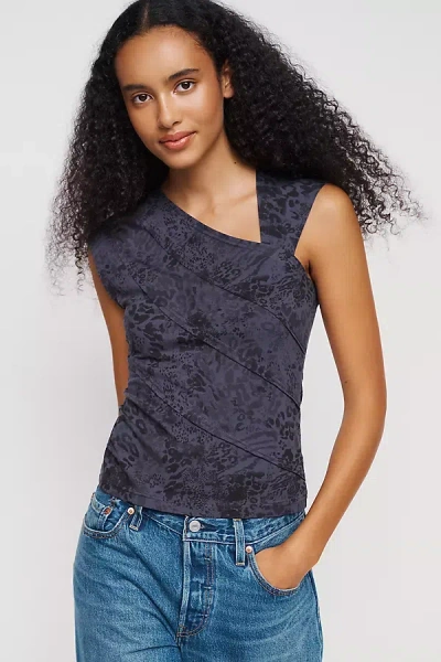 Pilcro Seamed Asymmetrical Top In Purple