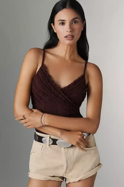 Pilcro Seamed Ruffle Tank Top In Purple