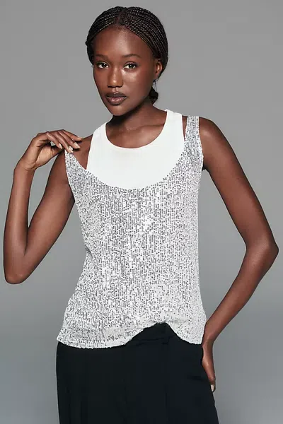 Pilcro Sequined Twofer Tank Top In Multi