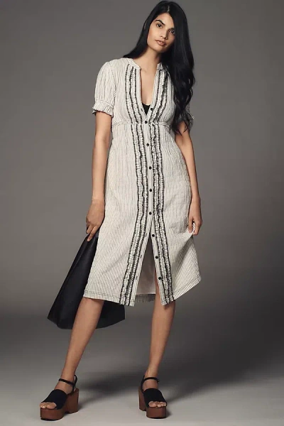 Pilcro Short-sleeve Babydoll Midi Shirt Dress In Multicolor