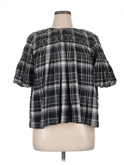 Pre-owned Pilcro Short Sleeve Blouse In Black