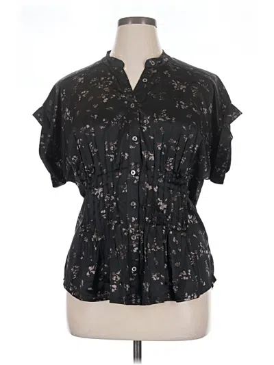 Pre-owned Pilcro Short Sleeve Blouse In Black