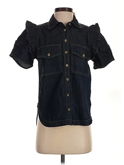 Pre-owned Pilcro Short Sleeve Blouse In Black