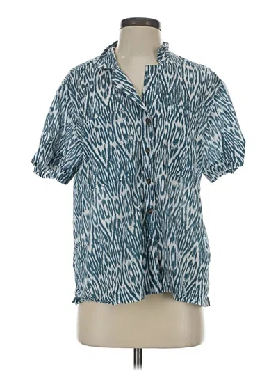 Pre-owned Pilcro Short Sleeve Blouse In Blue