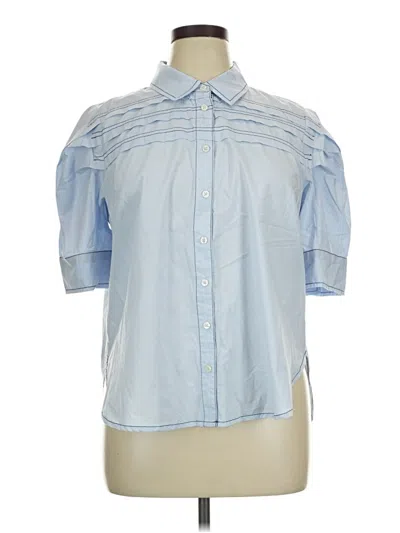 Pre-owned Pilcro Short Sleeve Blouse In Blue