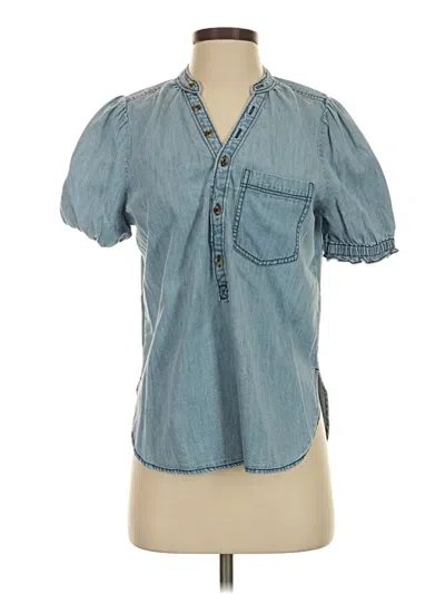 Pre-owned Pilcro Short Sleeve Blouse In Blue