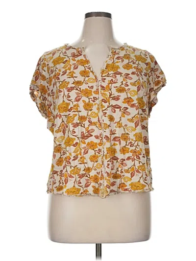 Pre-owned Pilcro Short Sleeve Blouse In Brown