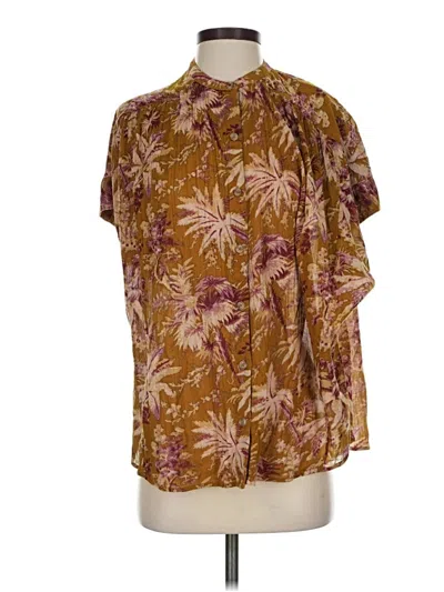 Pre-owned Pilcro Short Sleeve Blouse In Brown