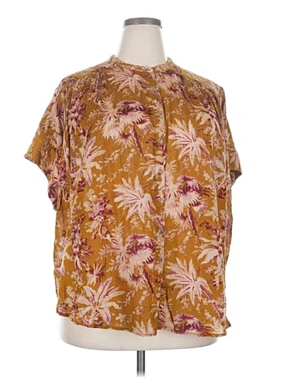 Pre-owned Pilcro Short Sleeve Blouse In Brown
