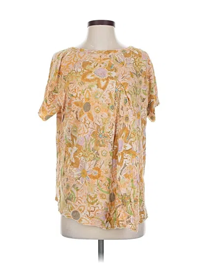 Pre-owned Pilcro Short Sleeve Blouse In Gold