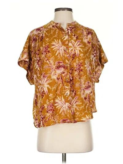 Pre-owned Pilcro Short Sleeve Blouse In Gold
