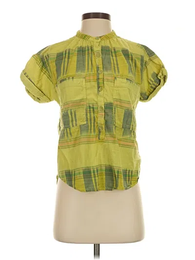 Pre-owned Pilcro Short Sleeve Blouse In Green