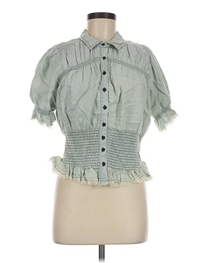 Pre-owned Pilcro Short Sleeve Blouse In Green