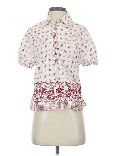 Pre-owned Pilcro Short Sleeve Blouse In Ivory