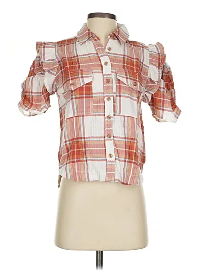 Pilcro Short Sleeve Blouse In Orange