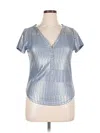 Pilcro Short Sleeve Blouse In Silver