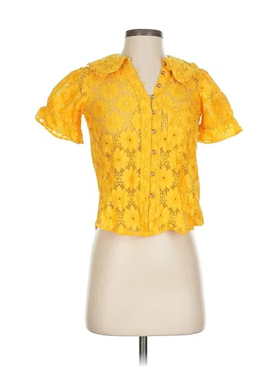Pre-owned Pilcro Short Sleeve Blouse In Yellow