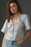 PILCRO SHORT-SLEEVE BOXY TIE-FRONT TOP