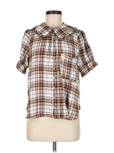 Pre-owned Pilcro Short Sleeve Button Down Shirt In Brown