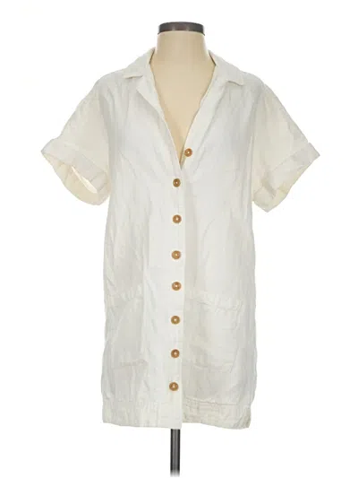 Pre-owned Pilcro Short Sleeve Button Down Shirt In Ivory