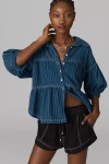 PILCRO SHORT-SLEEVE CURVED-HEM COCOON BLOUSE