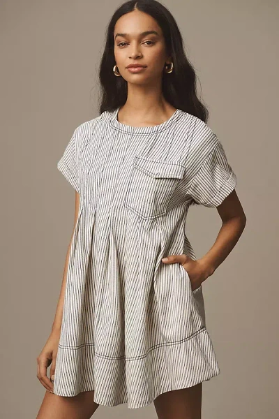 Pilcro Short-sleeve Denim Mini Swing Dress In Multicolor