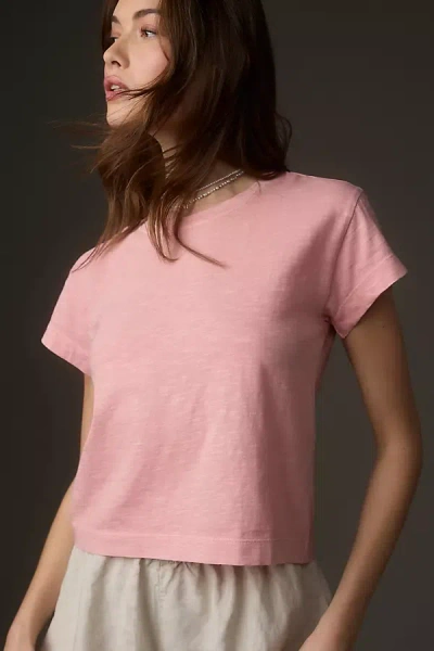 Pilcro Short-sleeve Easy Crew Tee In Pink