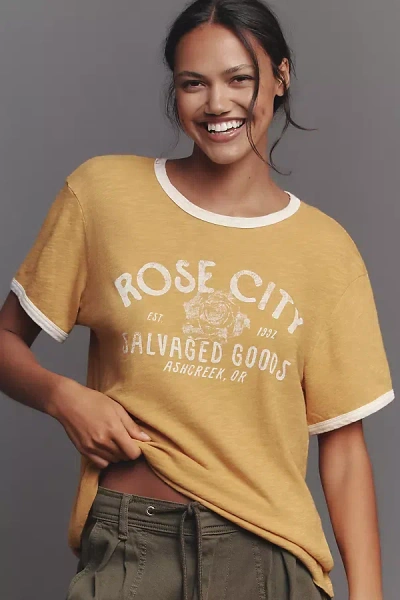 Pilcro Short Sleeve Graphic Knit Top In Gold