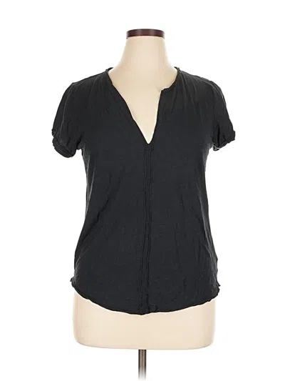 Pre-owned Pilcro Short Sleeve Henley Shirt In Black