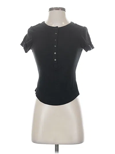 Pre-owned Pilcro Short Sleeve Henley Shirt In Black