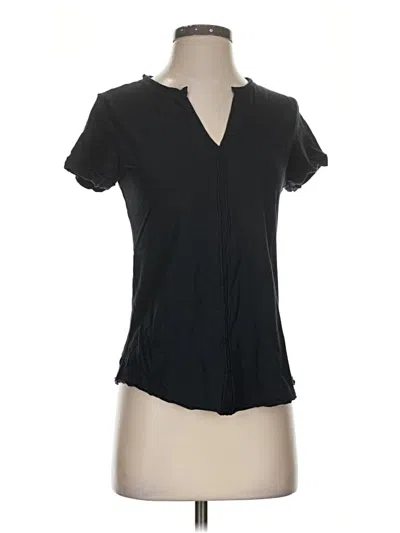 Pre-owned Pilcro Short Sleeve Henley Shirt In Black