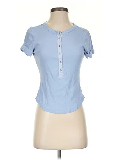 Pre-owned Pilcro Short Sleeve Henley Shirt In Blue