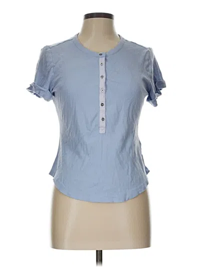 Pre-owned Pilcro Short Sleeve Henley Shirt In Blue